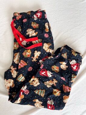 Old Navy Navy Lounge Pants with Holiday Gingerbread Print